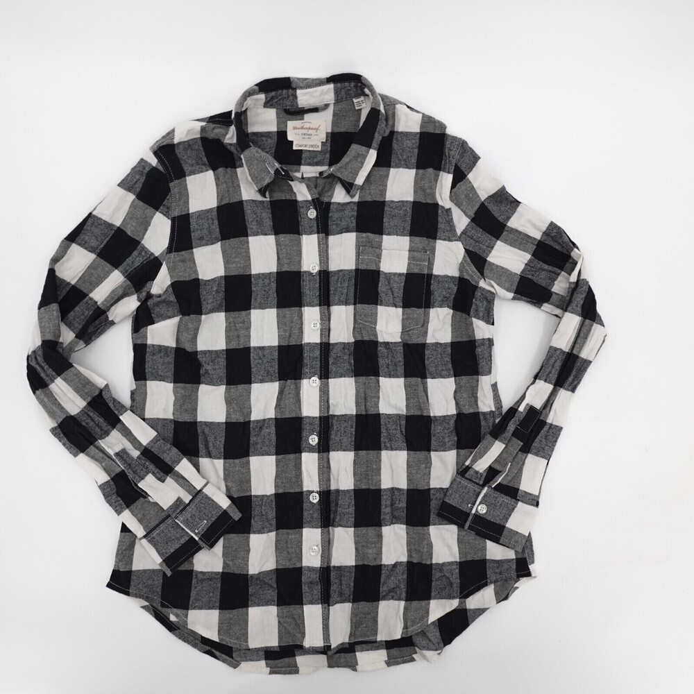 Weatherproof Shirt Womens Medium Plaid Comfort Stretch Button Up Long Sleeve